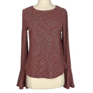 HIGHLINE COLLECTIVE Red & White Striped Bell Sleeve Shirt